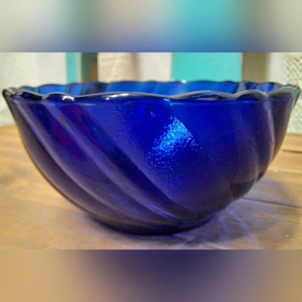 Set Of 4 Duralex Cobalt Blue Swirl 5.5